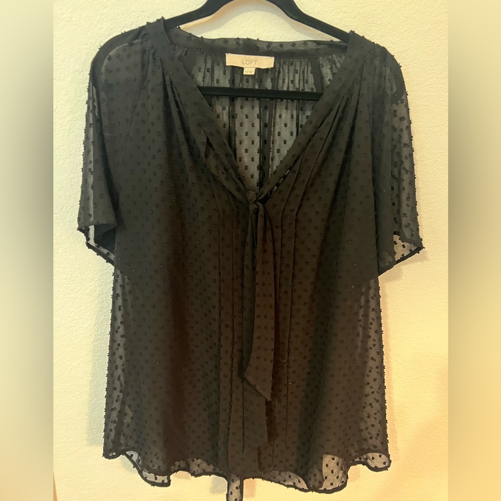 Loft Black Swiss Dot Blouse
